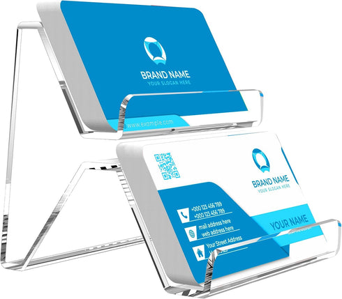Acrylic Business Card Holder, 2-Tier Business Card Display, Clear Business Cards Stand for Desk & Counter, 1 Pack...