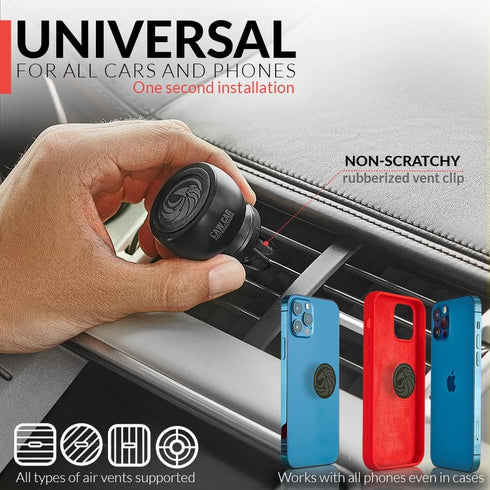 New 2025 Magnetic Air Vent Phone Mount for Car - for Any Smartphone (iPhone, Android Cell Phone, GPS) | Stylish All-Metal One-Hand & One-Sec Phone...