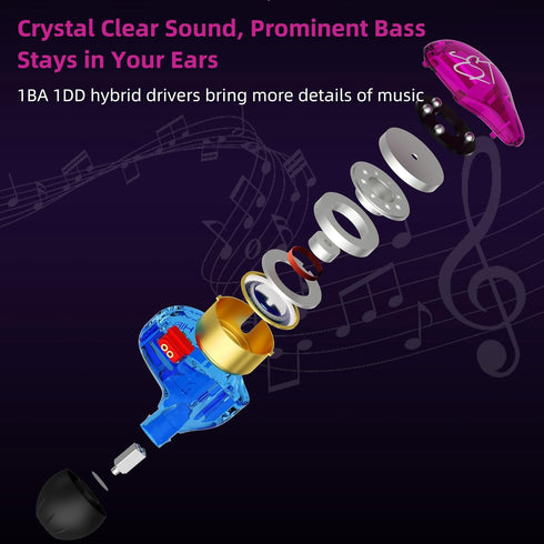 YINYOO Easy KZ ZST Colorful Hybrid Banlance Armature with Dynamic in-Ear Earphone 1BA+1DD HiFi Headset KZ in Ear Monitors Headphones Wired Earbuds...