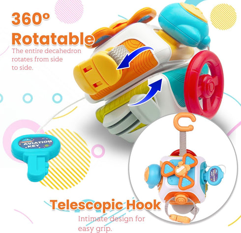 Baby Busy Board Activity Cube Toys for Age 0-2, Montessori Sensory Toys For Toddlers 1-3 Year Old Boy Girl Birthday Gift, Carseat Airplane Travel ...