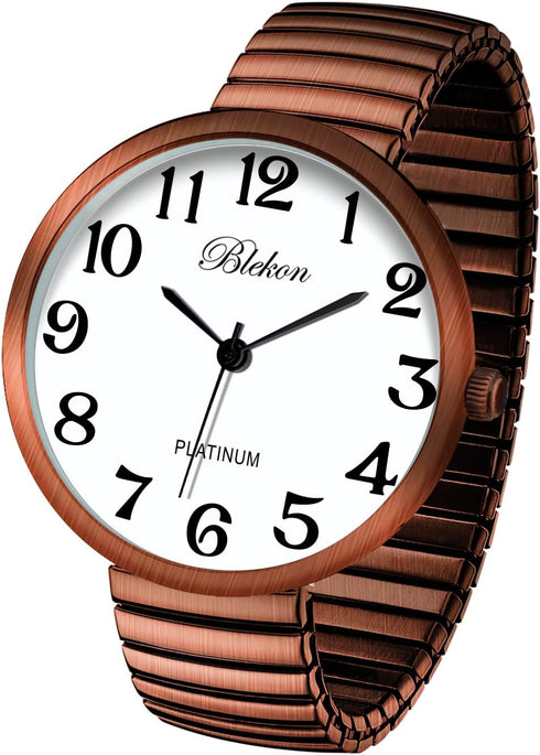 Blekon Collections New Super Large Face Stretch Band Japanese Movement PC21J Fashion Watch (Copper)...