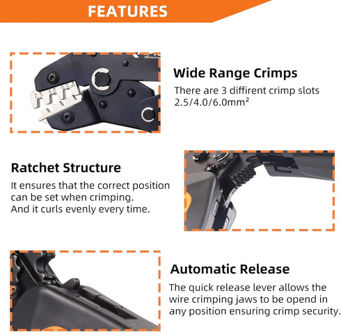 KF CPTEC?Solar PV Cable Crimping Tool for Solar Wire Connectors, AWG14-10 (2.5/4/6mm²) - 7 In Mini Solar Crimper...
