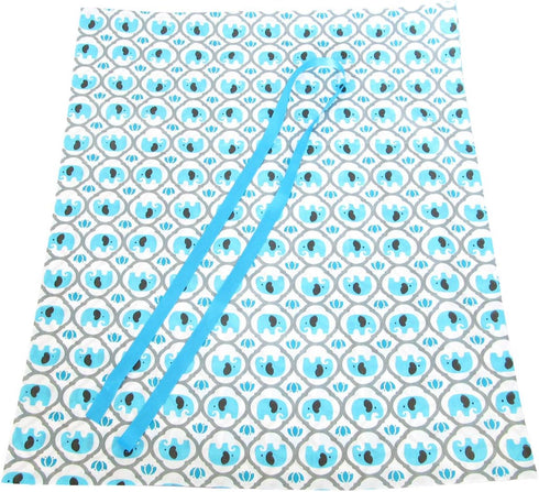 Elephants Reusable Fabric Gift Bag for Baby Shower, Child’s Birthday, or Any Occasion (Jumbo 27 Inches Wide by 33 Inches High, Turquoise Blue)...