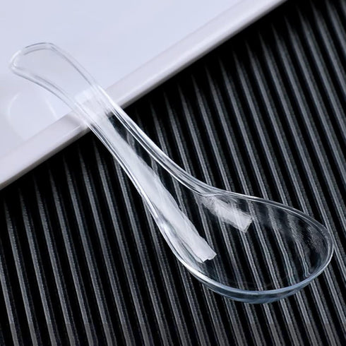 50 PCS Disposable Clear Plastic Spoons,Asian Soup Spoons,Chinese Spoons,tasting spoon,front dish spoon,Plastic Cutlery(Clear round bottom)...