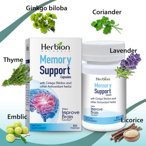 Herbion Naturals Memory Support Capsules – helps improve Brain Function & Absent Mindedness, Fatigue, Soothes Stress & Improves Mood - for Adults ...