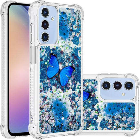 for Samsung Galaxy A15 5G Glitter Case Quicksand Floating Liquid Ultra Slim Fit Shockproof Silicone Case Protective Bumper Shell Case for Galaxy A...