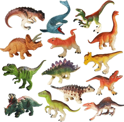 14 Pcs Figures Toys Realistic Mini Dinosaurs Animal Figurines, Plastic Learning Educational Playset Animal Themed Party Supplies Cake Topper Ornam...