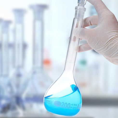 20 ML Volumetric Measuring Flask Set NS12/14 Glass Stopper, Graduated, ASTM Class A Borosilicate Glass 3.3 for Laboratory, 2 PCS...