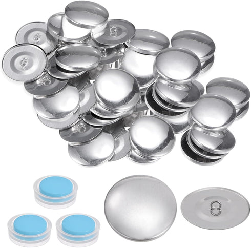 30 Sets Self Cover Button Kit 60L 1.5" 38mm with Wire Backs Aluminum Buttons to Cover Fabric Button Maker Covered Buttons Kit with Tools for DIY C...