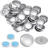 30 Sets Self Cover Button Kit 60L 1.5" 38mm with Wire Backs Aluminum Buttons to Cover Fabric Button Maker Covered Buttons Kit with Tools for DIY C...