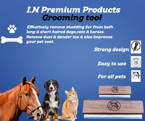 Original Deshedding Grooming Tools for Horse, Cats & Dogs Easy Ergonomic Wooden Handle Professional Brush Grooming Tool, Remove painlessly 95 Perc...