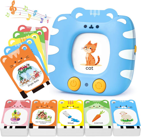 Talking Flash Cards for Toddlers 1-5 Clear Voice & Thick Cards & Easy to Slide in and Out, Independent Play & Speech Development Toys, 16 Topics C...