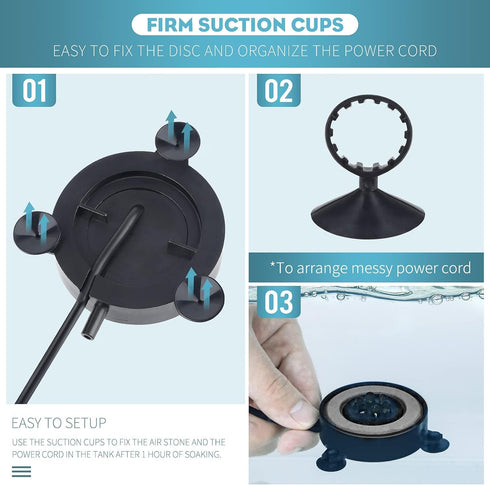 Pawfly 2 Inch Aquarium Air Stone Disc with LED Light Fine Bubbler Diffuser with Tubing for Fish Tank (Pump not Included)...