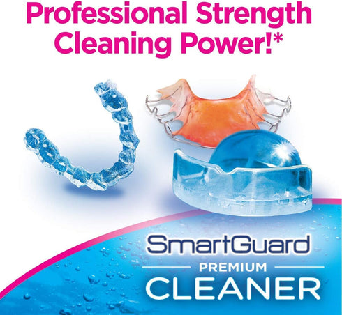 Premium Cleaner Crystals & Cleaning Case -(110 Cleanings)- Removes Stain, Plaque, & Bad Odor from Clear Braces, Dentures, Night Guards, Mouth Guar...