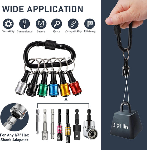 Bit Holder Cool Gadgets, Cool Stuff Quick Release Bit Holder, 1/4 Drill Bit Holder Keychain 12Pcs, and 105° Right Angle Drill Attachment for Tight...