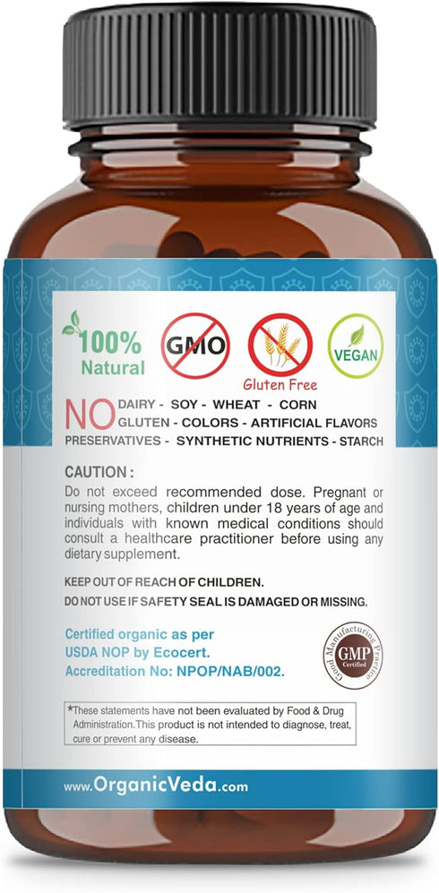 Organic Veda Neem & Turmeric Capsules with Amla Fruit, Tulsi, Holy Basil, Black Pepper Extract - Immune Support Dietary Supplement - Boosts Health...