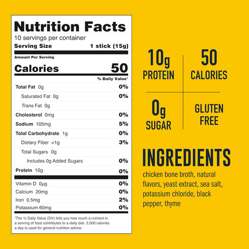 LonoLife Reduced Sodium Chicken Bone Broth Powder Mix | 10g Protein | Collagen-Rich, Keto & Paleo Friendly | Natural Ingredients | 10 Portable Sti...