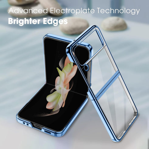 MATEPROX Compatible with Samsung Galaxy Z Flip 3 Case, Slim Thin Lightweight Protective Phone Case with Clear Back with Electroplated Frame for Sa...