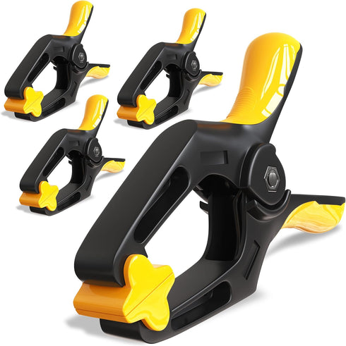 6 inch Spring Clamps Heavy Duty - 4 Pack Large Plastic Clamps for Woodworking, Crafts, Backdrop and Pool Cover with 3 inch Mouth Opening - Rust Fr...