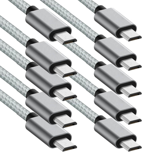 10-Pack Micro USB Cable Android Charger 5FT, Unbreakable Micro USB Charging Cable, Fast Charging Cords Android Nylon,-Silver...