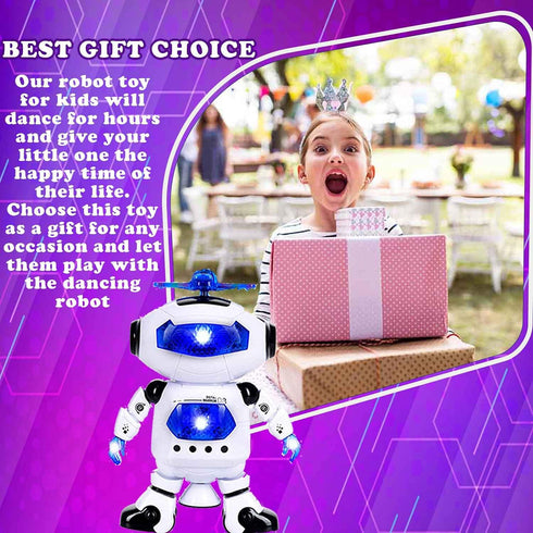 Toysery Walking Robot Toys for Kids - 360° Body Spinning Dancing Robot Toy with LED Lights Flashing and Music, Smart Interactive Electronic Kids R...