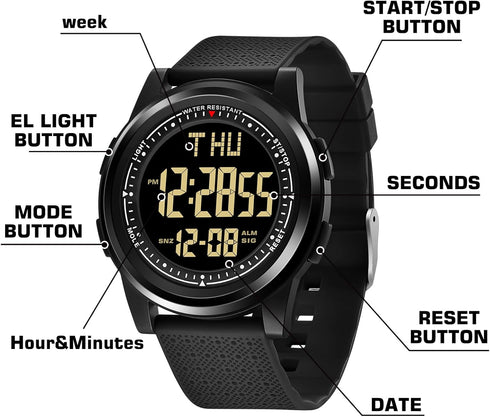 NN BEN NEVIS Watch for Men, Digital Watch with Stopwatch/Countdown/Alarm/Dual Time/Calender, Ultra-Thin Minimalist Fashion Simple Men's Wrist Watc...