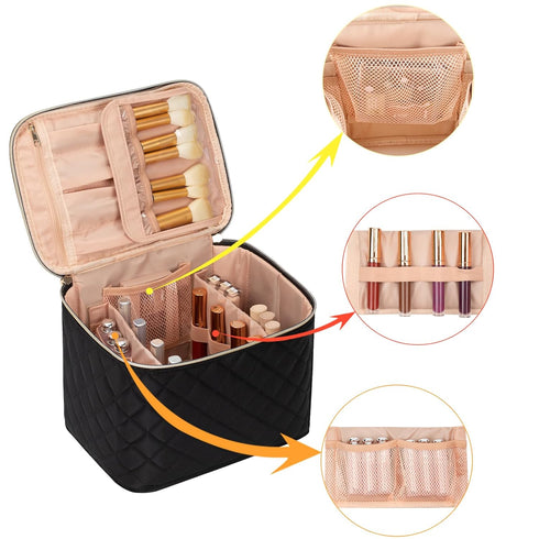 OCHEAL Makeup Bag, Large Travel Cosmetic Bags for Women Washable Make Up Bag Organizer Train Case -Large,Black...