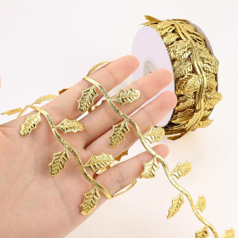 Gold Leaf Ribbon 10Yards Leaves Trim Rope Artificial Leaf Ribbon for Garland Gift Wrapping Party Wedding Home Decorations...