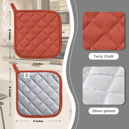 Joyhalo 5 Pack Pot Holders for Kitchen Heat Resistant Pot Holders Sets Oven Hot Pads Terry Cloth Pot Holders for Cooking Baking...