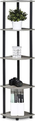Furinno Turn-N-Tube 5 Tier Corner Display Rack Multipurpose Shelving Unit, 1-Pack, French Oak Grey/Black...