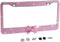 Fashion USA Universal Pink Frame W/Pink Bowtie Crystal License Plate Frames,Eclusive Bling License Plate Holder,Weather Proof Rhinestone License P...