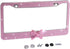Fashion USA Universal Pink Frame W/Pink Bowtie Crystal License Plate Frames,Eclusive Bling License Plate Holder,Weather Proof Rhinestone License P...