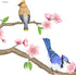 DECOWALL DWL-2009 Garden Birds and Cherry Blossom Wall Stickers Wall Decals Peel and Stick Removable Wall Stickers for Kids Nursery Bedroom Living...