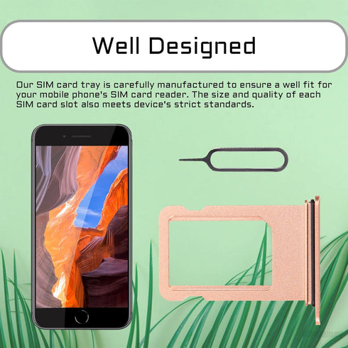 for iPhone 8 Plus Gold Single SIM Card Tray Slot Replacement 8Plus Card Holder Adapter Single SIM Version with Waterproof Rubber Ring SIM Ejector ...