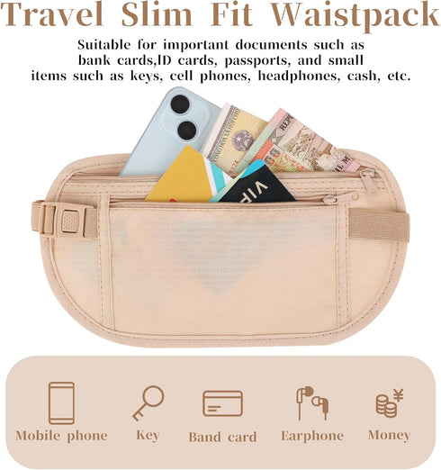 Secure Travel Money Belt, Anti Theft Travel Bag, Travel Money Belt Under Clothes, Hidden Travel Pouch Protect Your Credit and Money With Blocking ...