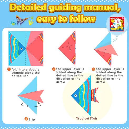 Aigybobo Origami Paper Set, 308PCS Kids Craft Paper Kit with Instructional Book for Girls Age 6,7,8,9,10,11,12, Art Projects Supplies for School C...
