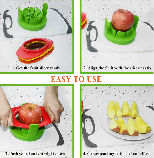 Fruit Cutter Slicer, 4 in 1 Apple Slicer with Vegetable Peeler & Cleaning Brush Mango Cutter Corer Remover Tomato Wedges Stainless Steel Heavy Dut...