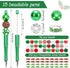 Whaline 15Pcs Christmas Beadable Pen Red Green Silver Bead Ballpoint Pen Gel Ink Pen with 50Pcs Colorful Beads 100Pcs Rhinestone Beads for Xmas DI...