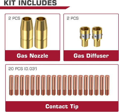 ARCCAPTAIN for Miller Millermatic M-100/150 Welder Part .030" Contact Tip Nozzle Diffuser MIG Welding Gun Accessory Kit for Miller Millermatic M-1...