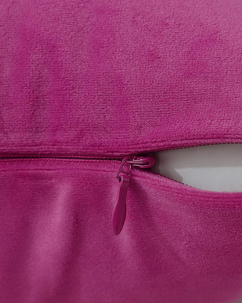 mixeoo Comfy Hot Pink Throw Pillow Covers Decorative Square Solid Thick Velvet Super Soft Cushion Cases Home Decor for Sofa Couch Living Room Chai...