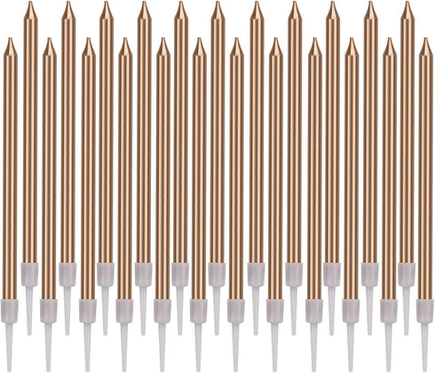 Luter 48Pcs Metallic Birthday Candles in Holders Tall Birthday Cake Candles Long Thin Cupcake Candles for Birthday Wedding Party Decoration...