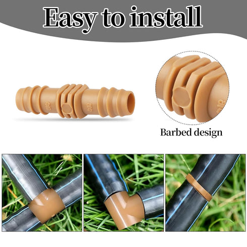 28 Pieces Drip Irrigation Fittings Kit for 1/2 Inch Tubing, 7 Couplings, 7 Tees, 7 Elbows, 7 End Cap Plugs, Barbed Connectors for Rain Bird, Compa...