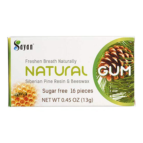 Sayan Sugar-Free All Natural Siberian Pine Tree Resin and Beeswax Chewing Gum – 6 Packs (96 Pieces) for Fresh Breath – Vegetarian, Non-GMO, Gluten...