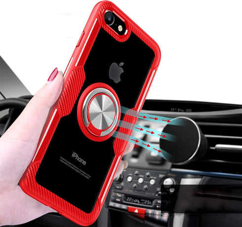 SORAKA Clear Case for iPhone SE 2022/iPhone 8/iPhone 7 with Ring Holder,Slim Fit Case Transparent Hard PC Cover iPhone SE 2020 Case with Metal Pla...