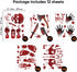 Tuzuaol 119 PCS Bloody Halloween Decorations Halloween Bloody Handprint Footprints Knife Stickers Window Wall Floor Clings Decals Horror Bathroom ...