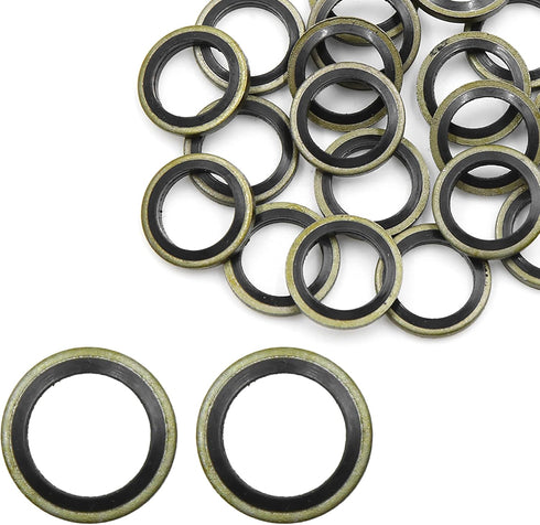 X AUTOHAUX 20pcs Engine Oil Crush Washers Drain Plug Gaskets 12mm ID. 18mm OD. Bronze Tone for Car...