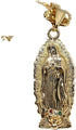 Gold Plated Virgin Mary Pendant Necklace Figaro 26" Virgen de Guadalupe Medalla Oro Laminado...