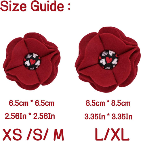 Unique style paws Valentine's Day Dog Collar with Removable Felt Flower Tie Girls Boys Pet Collar for Small Medium Large Dogs-Gothic Love-XS...