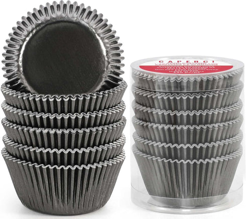 Caperci Black Foil Cupcake Muffin Liners Standard Size Baking Cups 150-Pack - Premium Greaseproof & Sturdy...