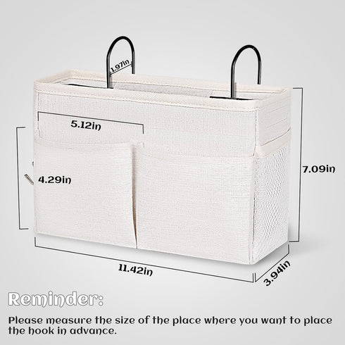 Bedside Caddy White Bedside Hanging Storage Basket Bed Caddy for Headboards Bunk Dorm Rooms Crib Beds Rails Organizer (White)...